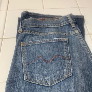 29 7 for all man’s kind book cut mid rise jeans. Gently used. 29” inseam